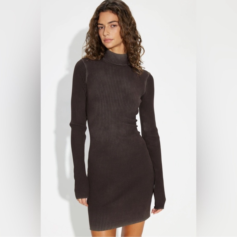 Cotton Citizen xRevolve Ibiza Mock Neck Mini Dress in Vintage Black SMALL NWT